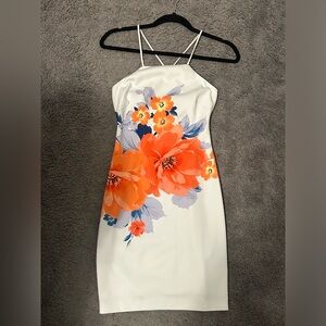 Guess Bodycon Dress | White with Orange Flowers